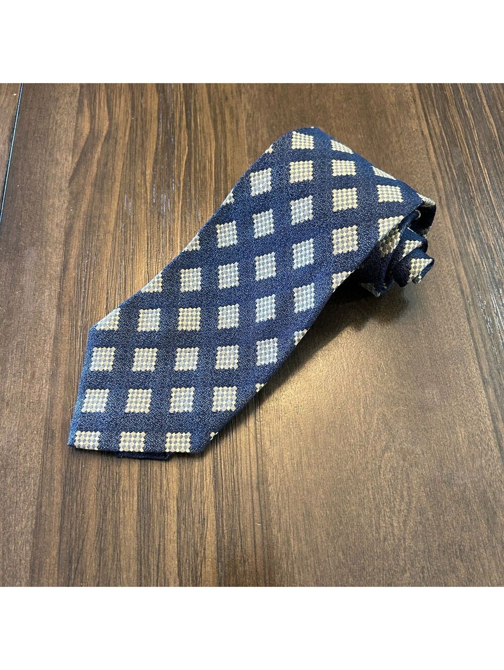 Vintage 90s Donna Karan 100% Silk Abstract Geometric Print Classic Necktie Tie